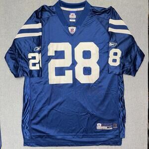 Vintage Indianapolis Colts Jersey #28 Marlin Jackson Size XL NFL Football Reebok